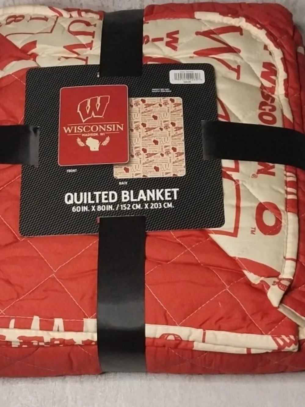 Quilted Blanket - Red/Cream Wisconsin Badgers 60x80